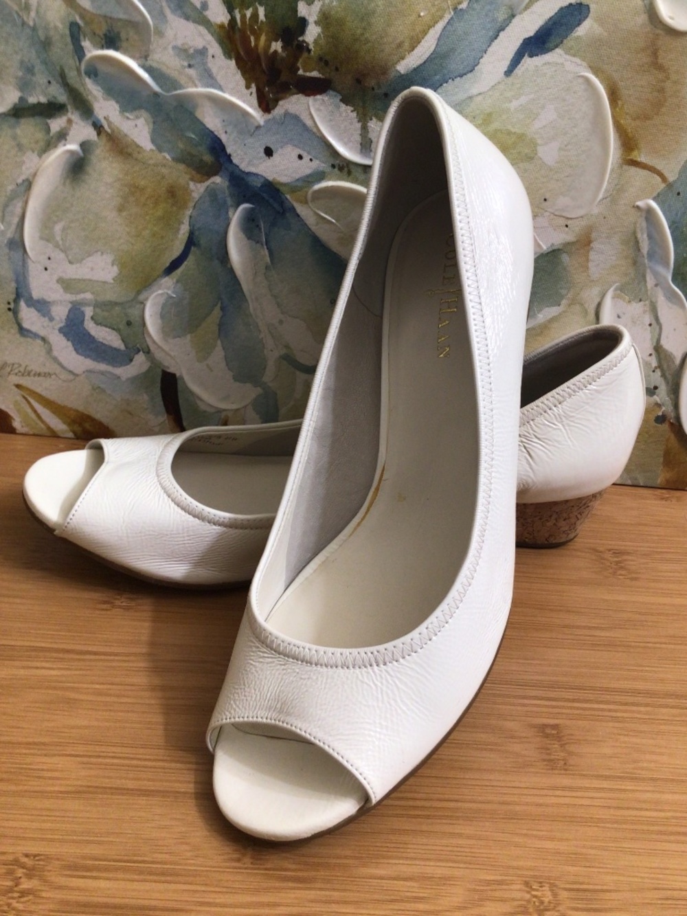 Cole Haan Womens Open-Toe Shoes Cork Wedge & Air Sole 9,5